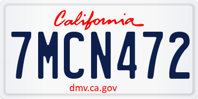 CA license plate 7MCN472