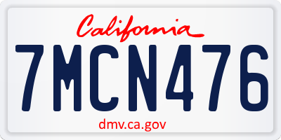 CA license plate 7MCN476