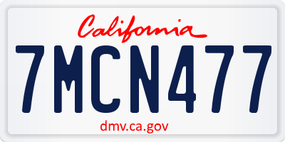 CA license plate 7MCN477