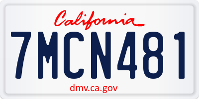 CA license plate 7MCN481
