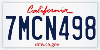 CA license plate 7MCN498