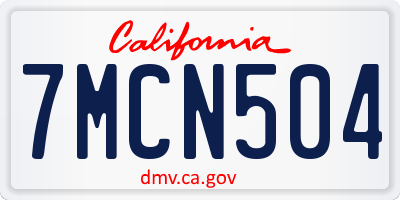 CA license plate 7MCN504