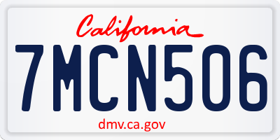 CA license plate 7MCN506