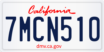 CA license plate 7MCN510