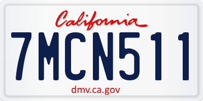 CA license plate 7MCN511