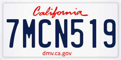 CA license plate 7MCN519