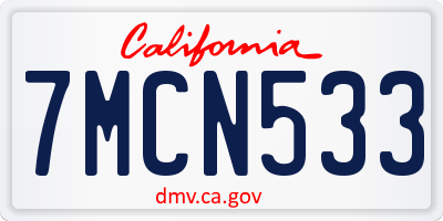 CA license plate 7MCN533