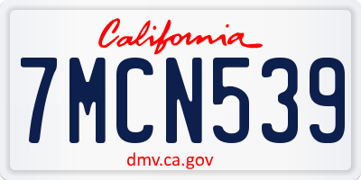 CA license plate 7MCN539