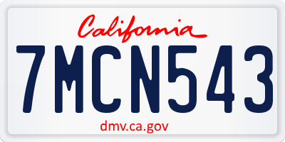 CA license plate 7MCN543