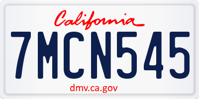 CA license plate 7MCN545