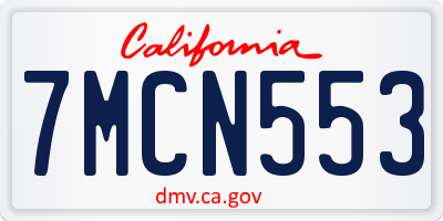 CA license plate 7MCN553