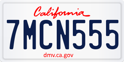 CA license plate 7MCN555