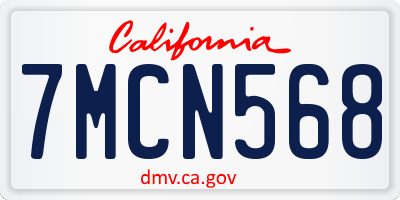 CA license plate 7MCN568