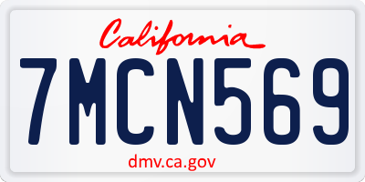 CA license plate 7MCN569
