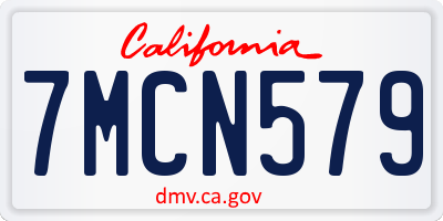 CA license plate 7MCN579