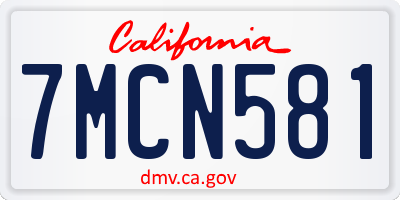 CA license plate 7MCN581