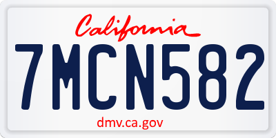 CA license plate 7MCN582