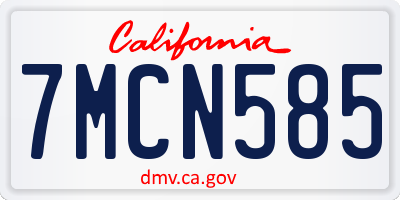 CA license plate 7MCN585