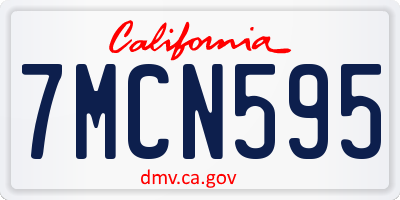 CA license plate 7MCN595