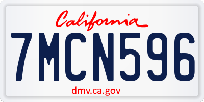 CA license plate 7MCN596