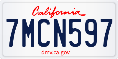 CA license plate 7MCN597