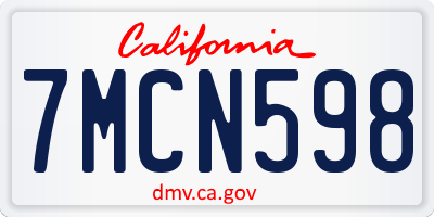 CA license plate 7MCN598