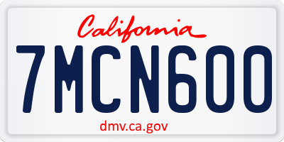 CA license plate 7MCN600