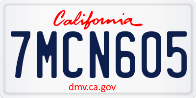CA license plate 7MCN605