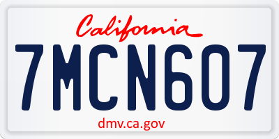 CA license plate 7MCN607