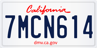 CA license plate 7MCN614