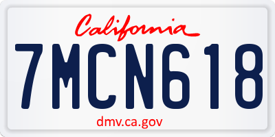 CA license plate 7MCN618