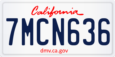 CA license plate 7MCN636