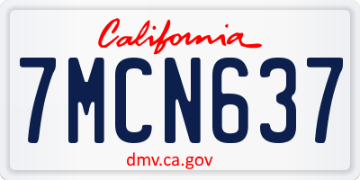 CA license plate 7MCN637