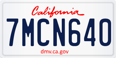 CA license plate 7MCN640