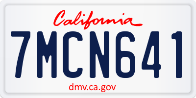 CA license plate 7MCN641