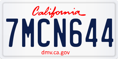 CA license plate 7MCN644