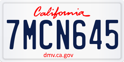 CA license plate 7MCN645