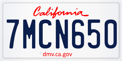 CA license plate 7MCN650
