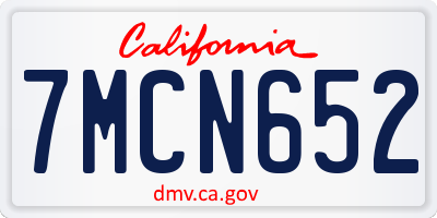 CA license plate 7MCN652