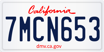CA license plate 7MCN653