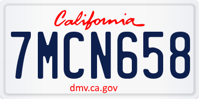 CA license plate 7MCN658