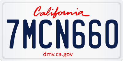 CA license plate 7MCN660