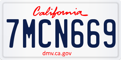 CA license plate 7MCN669