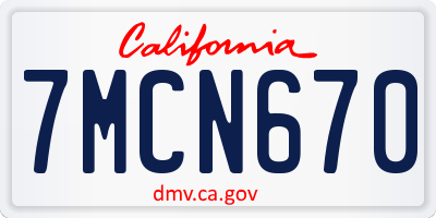 CA license plate 7MCN670