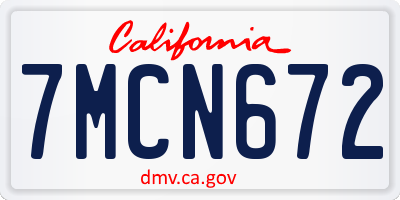 CA license plate 7MCN672