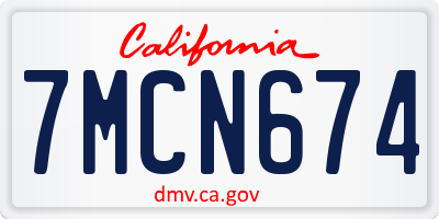 CA license plate 7MCN674
