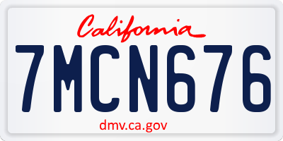 CA license plate 7MCN676