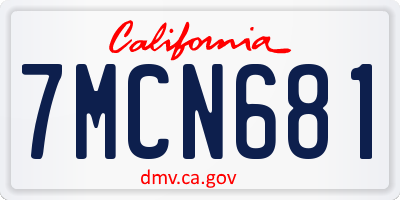 CA license plate 7MCN681