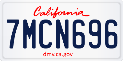 CA license plate 7MCN696