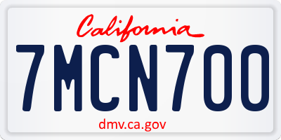 CA license plate 7MCN700